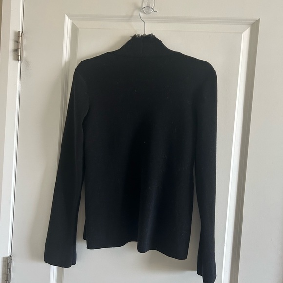 Eileen Fisher 100% Wool Black Knit Cardigan Sweater - Picture 4 of 9